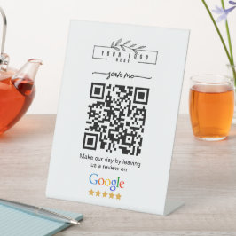 Modern Google Reviews Business Link QR Code   Reclamebord Met Voetstuk