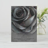 Modern Gothic Black Roos Moody Elegant Handfasting Kaart (Staand voorkant)