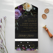Modern Gothic Floral Wedding All In One Uitnodiging
