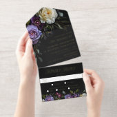 Modern Gothic Floral Wedding All In One Uitnodiging (Uittrekbaar)
