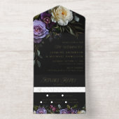 Modern Gothic Floral Wedding All In One Uitnodiging (Binnenkant)