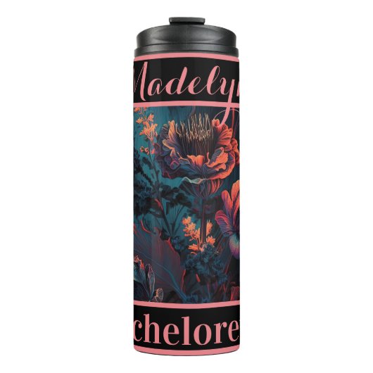 Modern Gothic Floral Wedding Bridesmaid Thermosbeker (Voorkant)