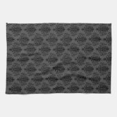 Modern gothic Grey Black Damask Pattern Theedoek (Horizontaal)