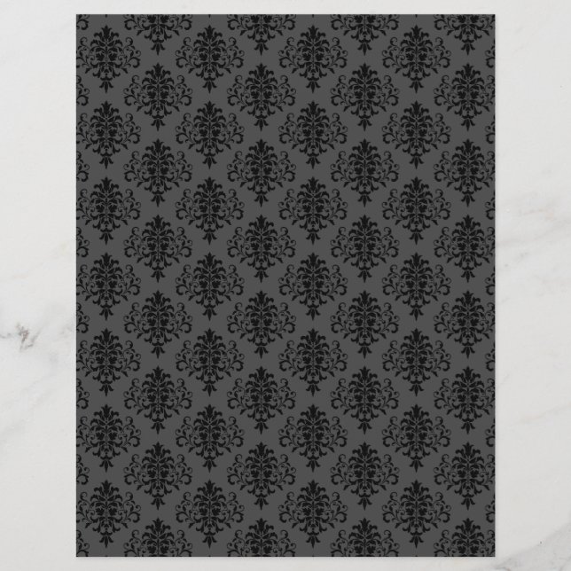 Modern gothic Grey Black Damask-scrapbook (Voorkant)