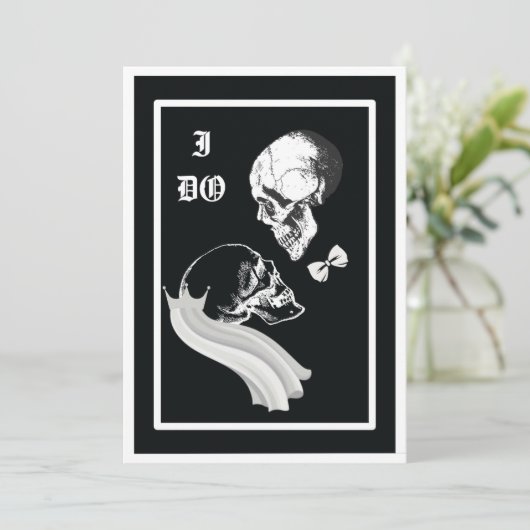 Modern gothic qr code bruiloft kaart (Staand voorkant)