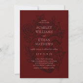 Modern Gothic Wedding Blood Red Eerie Floral Heart Kaart (Voorkant)