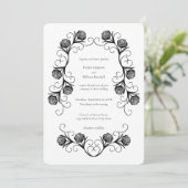 Modern Gotisch Roos Swirls Zwart-wit Bruiloft Kaart (Staand voorkant)