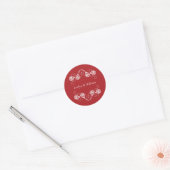 Modern Gotisch Roos wervelt Crimson rood bruiloft Ronde Sticker (Envelop)