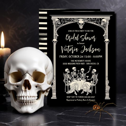 Modern Gotisch Skelet Bachelorette Vrijgezellenfee Kaart