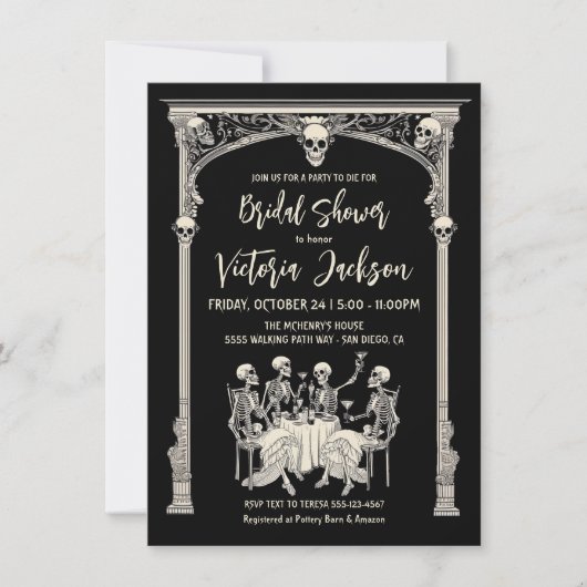 Modern Gotisch Skelet Bachelorette Vrijgezellenfee Kaart (Voorkant)