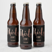 Modern Goud 30e Verjaardagsfeestje Bier Etiket (Flessen)