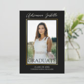 Modern Goud 3 Foto Kalligrafie Graduation Party Kaart (Staand voorkant)