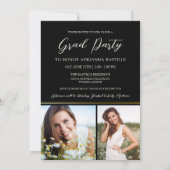 Modern Goud 3 Foto Kalligrafie Graduation Party Kaart (Achterkant)