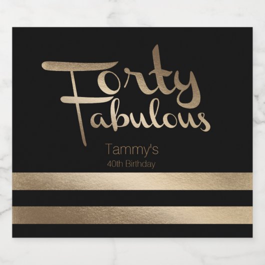 Modern Goud 40e Verjaardagsfeestje Bier Etiket (Enkel label)