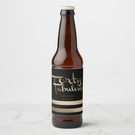 Modern Goud 40e Verjaardagsfeestje Bier Etiket