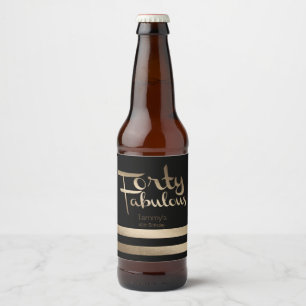 Modern Goud 40e Verjaardagsfeestje Bier Etiket