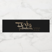 Modern Goud 40e Verjaardagsfeestje Waterfles Etiket (Enkel label)