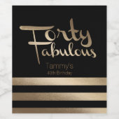 Modern Goud 40e Verjaardagsfeestje Wijn Etiket (Enkel label)