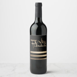 Modern Goud 40e Verjaardagsfeestje Wijn Etiket