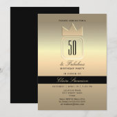 Modern Goud 50ste Verjaardag Kaart (Voorkant / Achterkant)