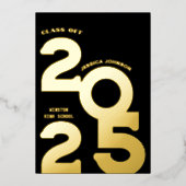 MODERN GOUD AFSTUDEERDER FEEST FOLIE UITNODIGING (Voorkant)