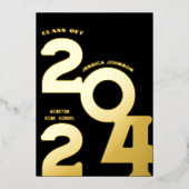 MODERN GOUD AFSTUDEERDER FEEST FOLIE UITNODIGING (Voorkant)