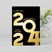 MODERN GOUD AFSTUDEERDER FEEST FOLIE UITNODIGING (Staand Voorkant)