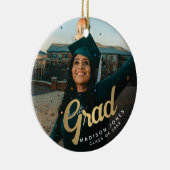 Modern Goud Afstudeerder Foto Afstuderen Keramisch Ornament (Rechts)