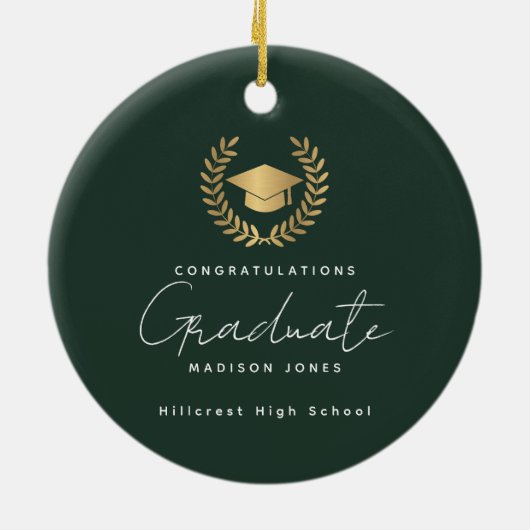 Modern Goud Afstudeerder Foto Afstuderen Keramisch Ornament (Achterkant)