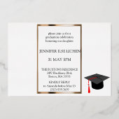 MODERN GOUD AFSTUDEERDER PARTY FOLIE UITNODIGING (Achterkant)