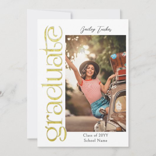 Modern Goud Afstuderen 2-foto Collage Afstuderen Aankondiging (Voorkant)