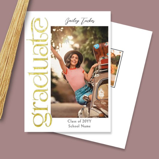 Modern Goud Afstuderen 2-foto Collage Afstuderen Aankondiging