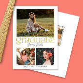 Modern Goud Afstuderen 4-foto Collage Afstuderen Aankondiging