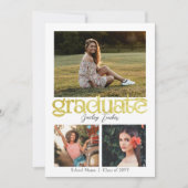 Modern Goud Afstuderen 4-foto Collage Afstuderen Aankondiging (Voorkant)