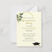 Modern Goud Afstuderen Invitation met QR Code Notitiekaartje (Voorkant)