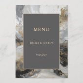 Modern Goud Antraciet Artistieke Waterverf Bruilof Menu (Achterkant)