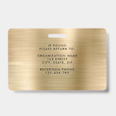 Modern Goud Bedrijf Foto ID Badge (Achterkant)