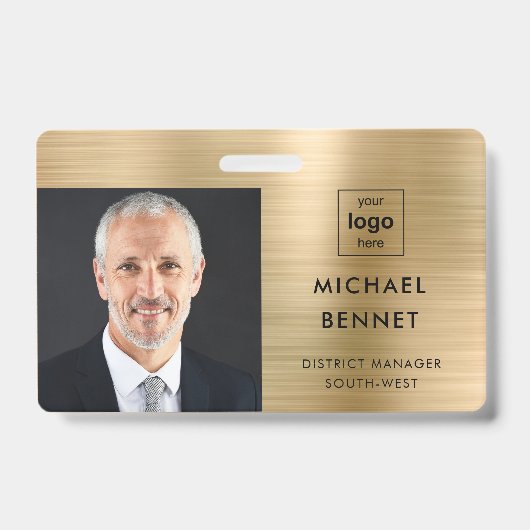 Modern Goud Bedrijf Foto ID Badge (Voorzijde)