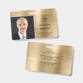 Modern Goud Bedrijf Foto ID Badge (Voor- en achterkant)