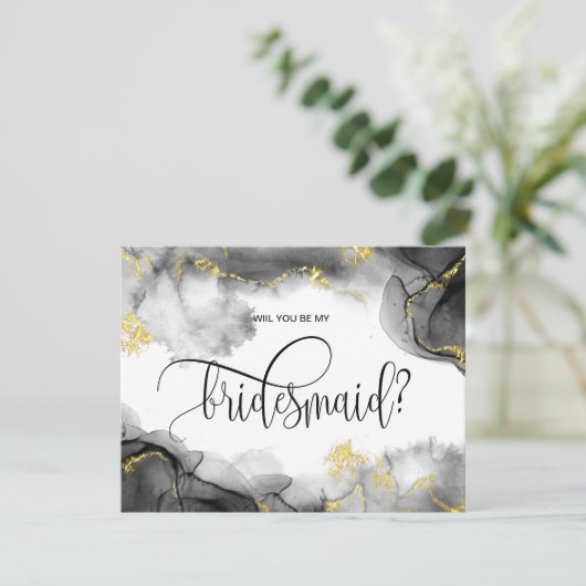 modern goud ben je mijn bruidsmeisje ? kaart (Staand voorkant)