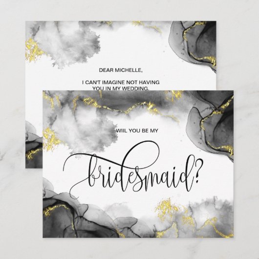 modern goud ben je mijn bruidsmeisje ? kaart (Voorkant / Achterkant)