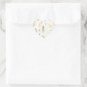Modern Goud Blad Bruiloft Hart Seal Hart Sticker (Tas)