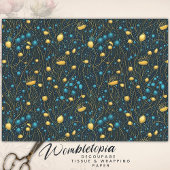 Modern Goud & Blauw Abstract Bloemen Decoupage Tissuepapier