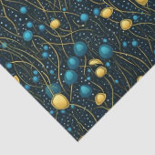 Modern Goud & Blauw Abstract Bloemen Decoupage Tissuepapier (Detail)