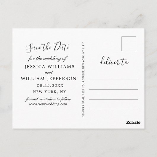 Modern Goud Blauw Agaat Bruiloft Save the Date Briefkaart (Achterkant)