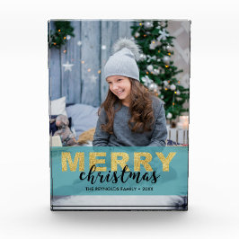 Modern Goud Blauw Kerstmis - Fotoblok