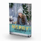 Modern Goud Blauw Kerstmis - Fotoblok (Rechts)