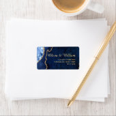 Modern Goud Blauw Marmer Agaat Retouradres Etiket (Insitu)