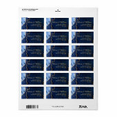 Modern Goud Blauw Marmer Agaat Retouradres Etiket (Full Sheet)