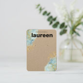 Modern Goud Blauw Oorbel Display Visitekaartje (Staand voorkant)